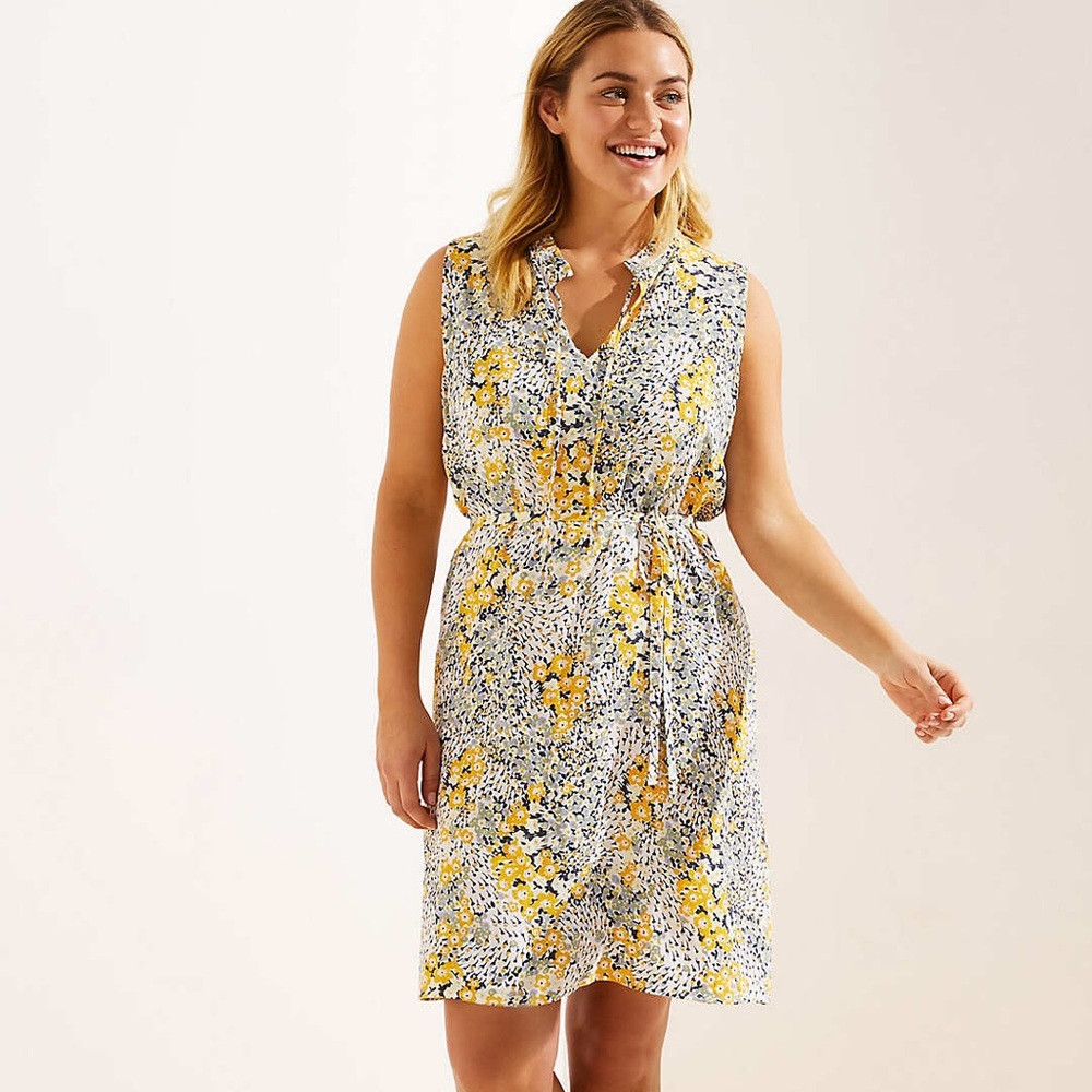 Loft Plus Garden Tie Neck Swing Dress